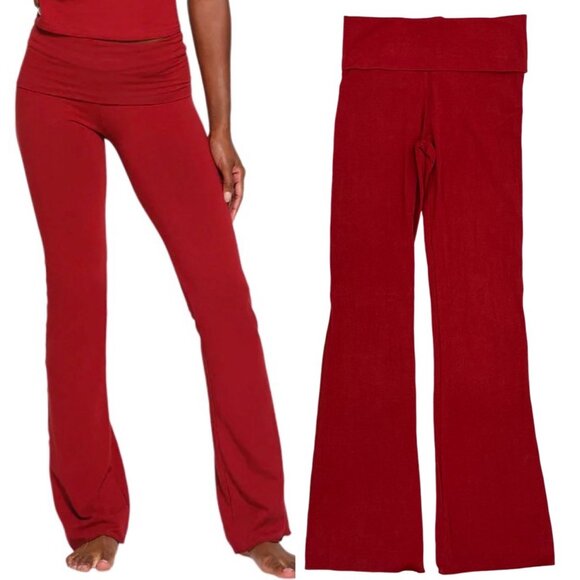 Skims Soft Stretch Cotton Jersey Foldover Pants in Brick Red Women’s Size XS - Picture 1 of 16
